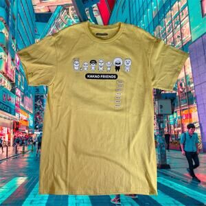 Kakao Friends NWT Men's Medium Yellow 100% Cotton S/S Graphic T-Shirt KakaoTalk